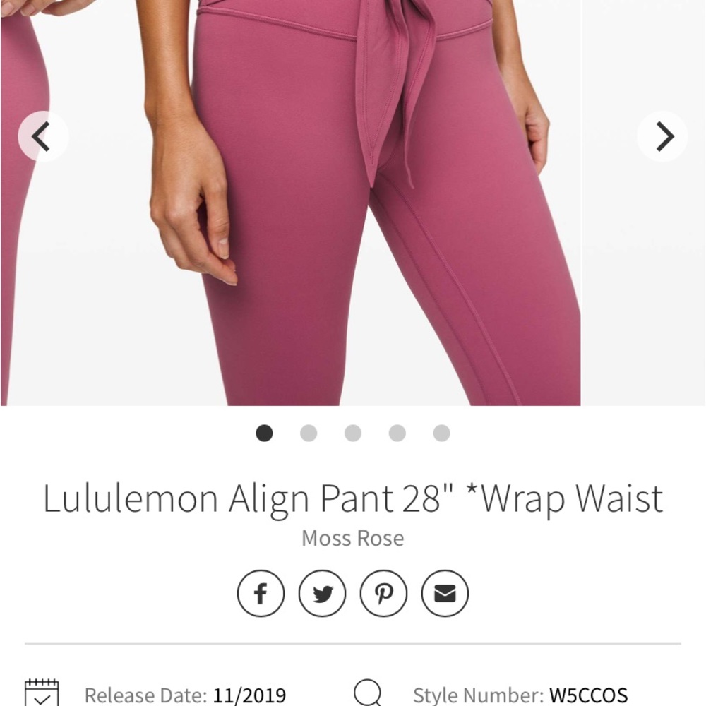 NWT lululemon Align Pant 28” Wrap waist Moss Rose - Picture 7 of 10